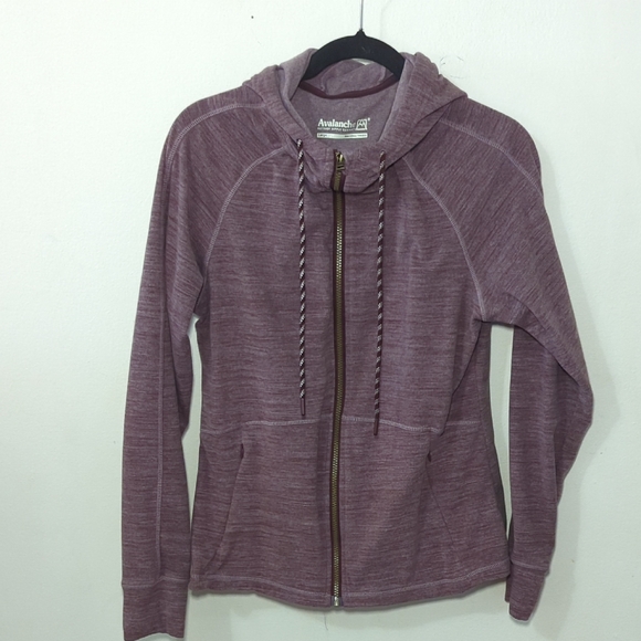 Avalanche Tops - Avalanche Double Peached Heather Sweatshirt Purple Full-Zip Thumbholes Size M